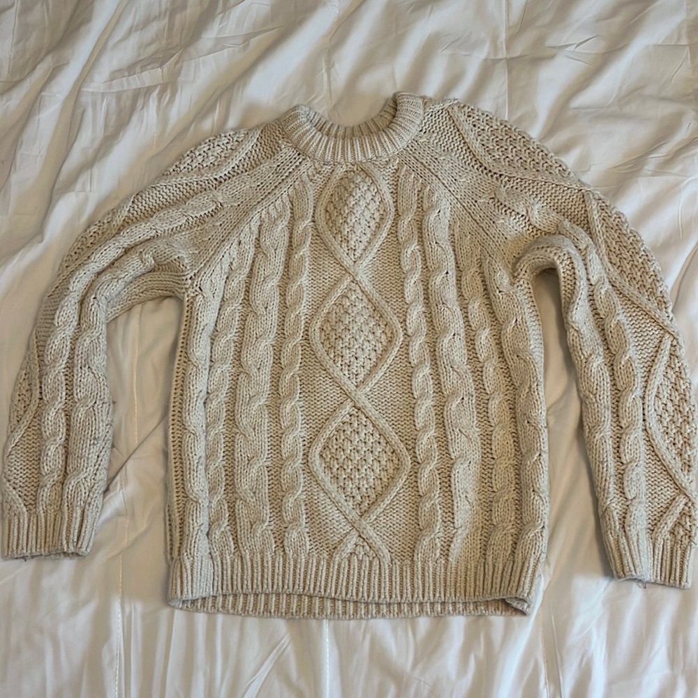Zara Kids White Cable Knit Sweater